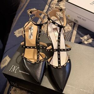 INC International Concepts Black Studded Heels
